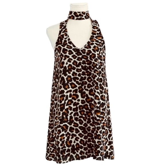 🌺SHOW ME YOUR MUMU Friday Choker Mini Dress in Cheetah Club Pebble Size XS NWT🌺 - Picture 5 of 10